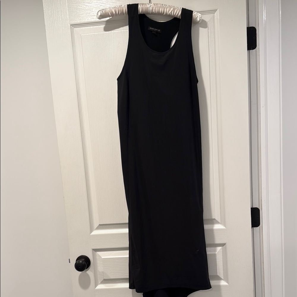 Banana Republic Black Sleeveless Sheath Dress Scoop Neck Midi with Built-In Bra